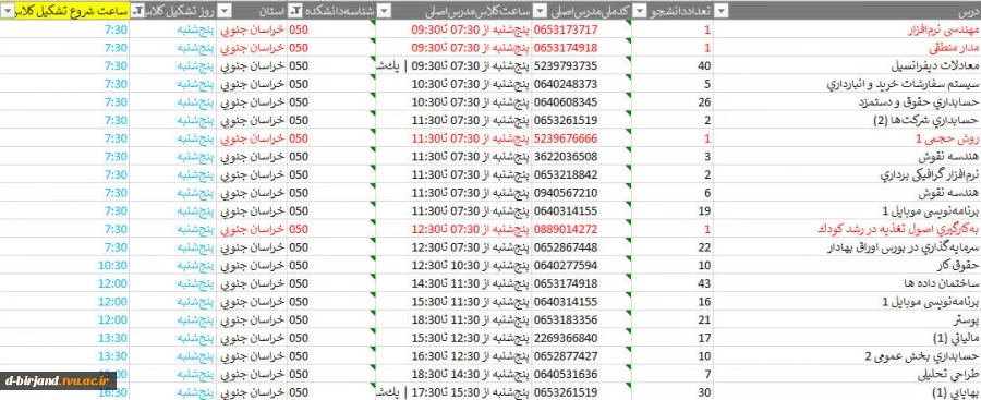 زمانبندی برگزاری کلاس های مجازی در سامانه سمیاد 16